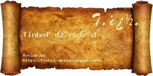 Tinhof Árpád névjegykártya