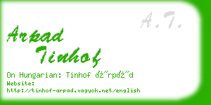 arpad tinhof business card